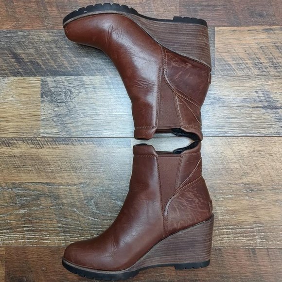Sorel Women's Wedge Chelsea Boot Distressed Brown Leather Ankle Pull On NL2952-2 - Picture 6 of 8
